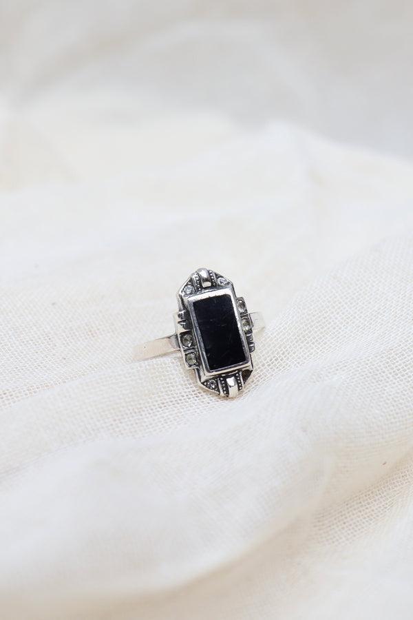 Noir Deco Silver Ring