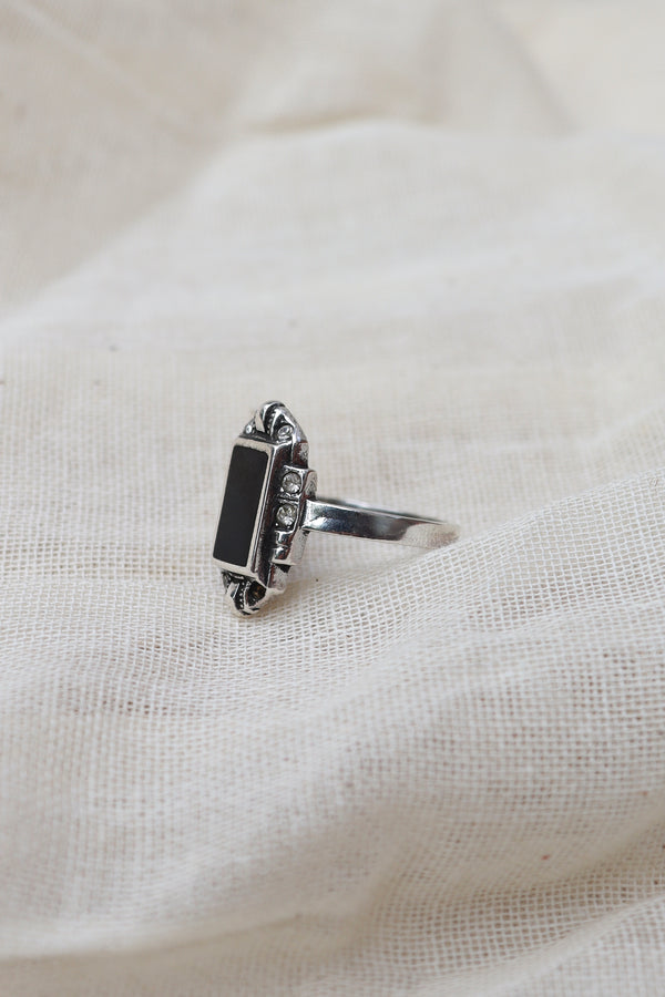 Noir Deco Silver Ring