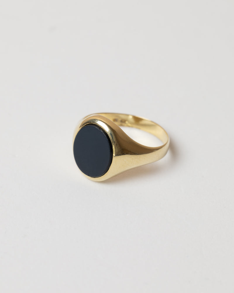 14K Golden Night Signet Ring