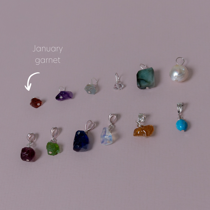 SILVER JANUARY GARNET EARRING CHARM