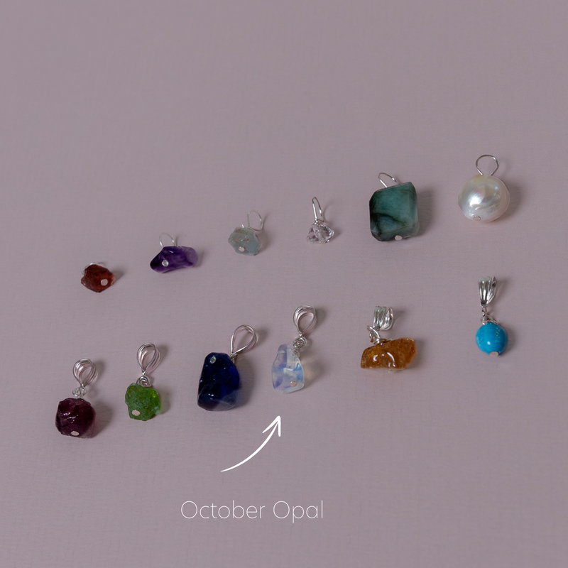 SILVER OCTOBER OPAL NECKLACE CHARM