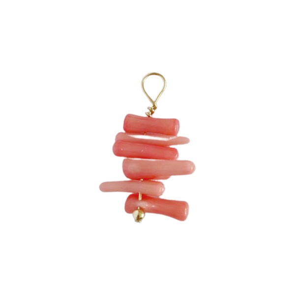GOLD EARRING CHARM MULTI CORAL PINK