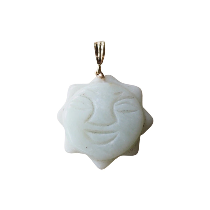 GOLD NECKLACE CHARM JADE SUN