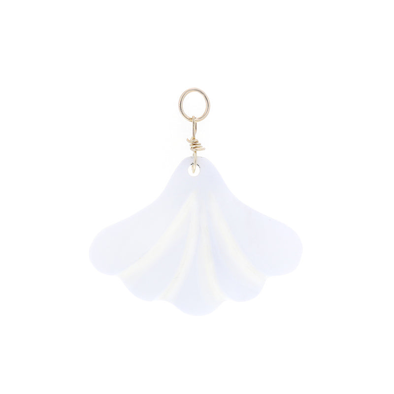 GOLD EARRING CHARM PEARL FAN