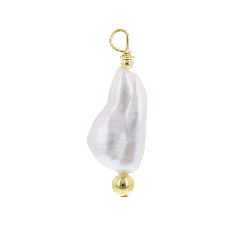 GOLD EARRING CHARM BIWA PEARL